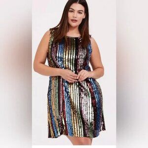 torrid Multicolor Sequin Stripe Sleeveless Dress